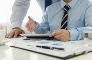 Marketing staff are analyzing the data to business planning.